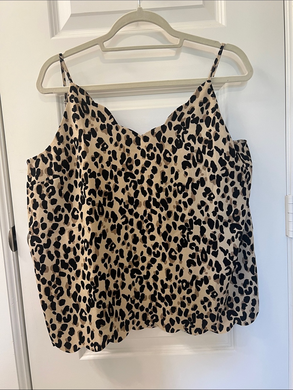 Halogen Leopard Print V-Neck Cami Top - Black on Beige